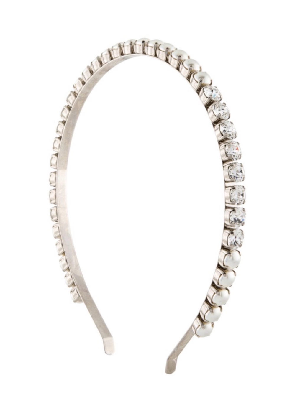 MIU MIU Silver Crystal and Pearl Headband Tiara Like New Wedding Princess Crown